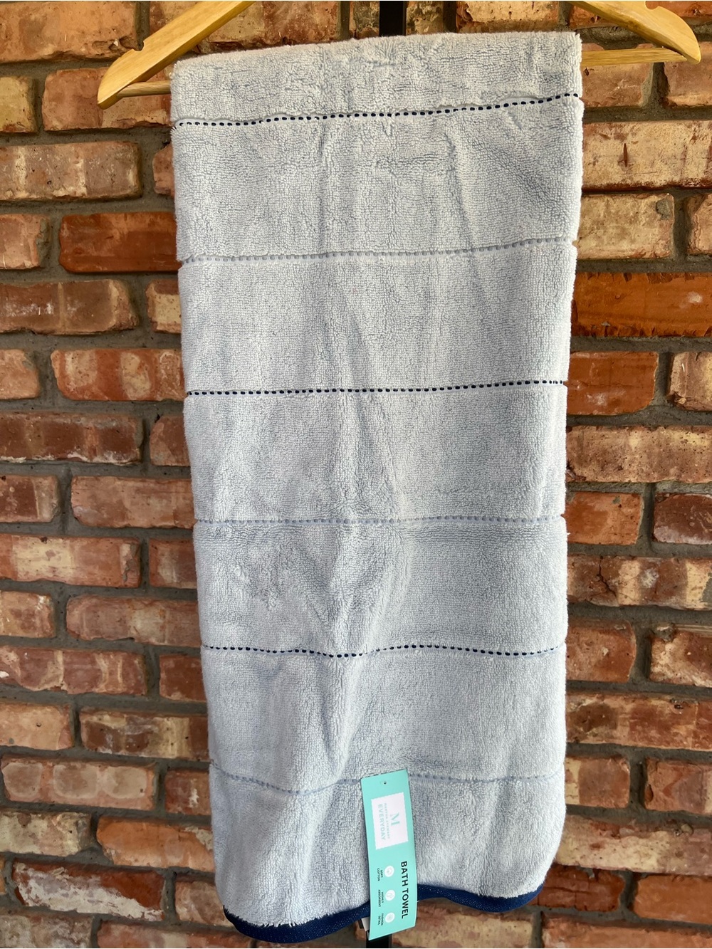 Martha Stewart Everyday Texture Striped Bath Towel in Blue Drop